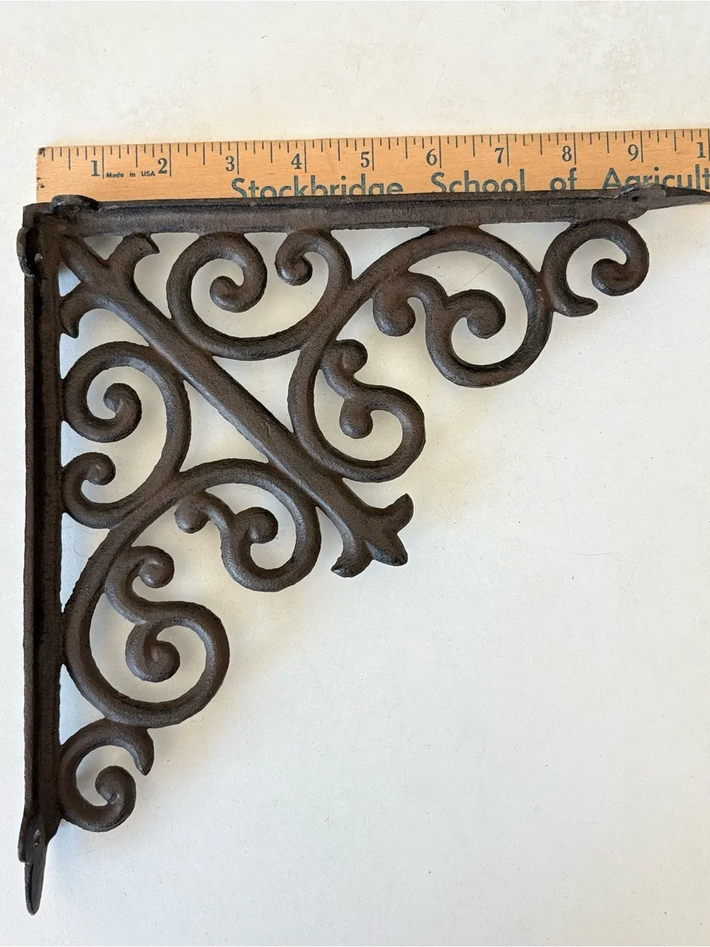 Cast Iron Wall Shelf Bracket Brown Brace Shelf 10”x10”